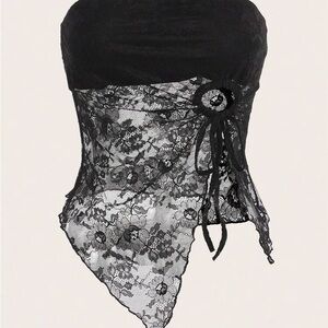 Black Lace Strapless Top